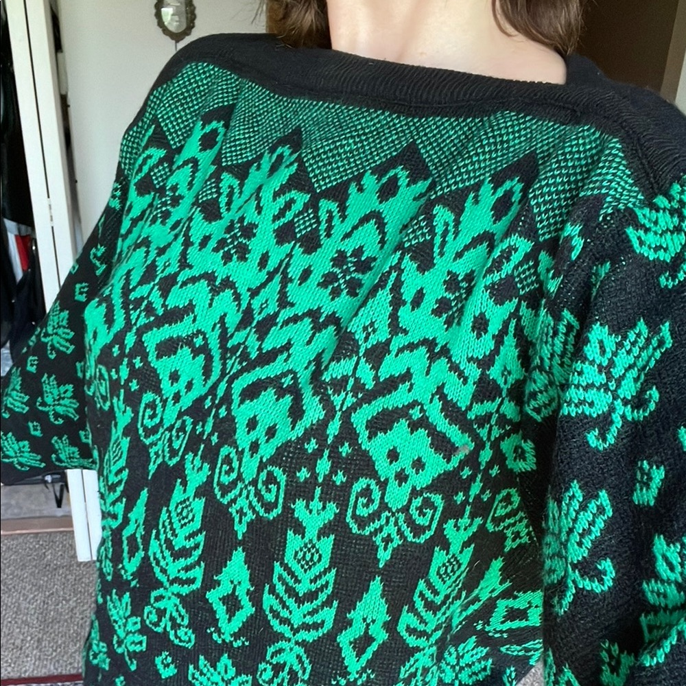 Stefano Ricci Green and Black Cowl Neck Sweater